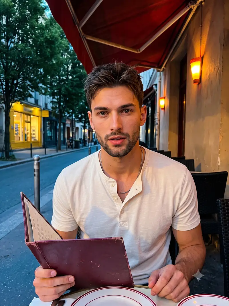Preview of Man at Outdoor Cafe Portrait