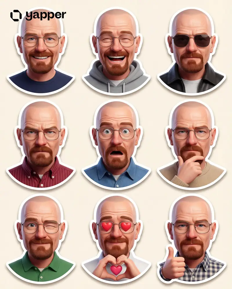Preview of Pixar-Style 3D Character Sticker Set (9 Variations)