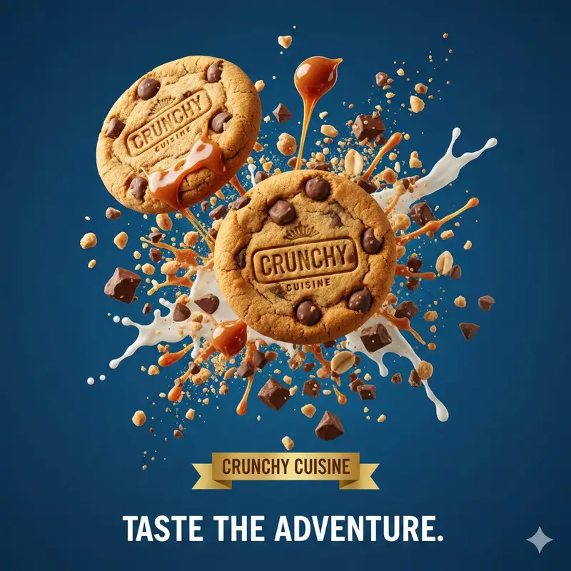 پیش‌نمایش Hyper-realistic commercial food photography of chocolate chip cookies
