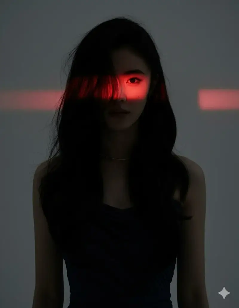 Preview of Dramatic Studio Portrait with Red Light Accent