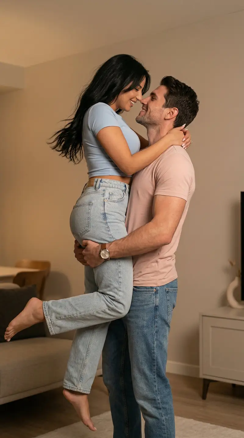 Preview of Ultra Photoreal Candid Romantic Lift Scene