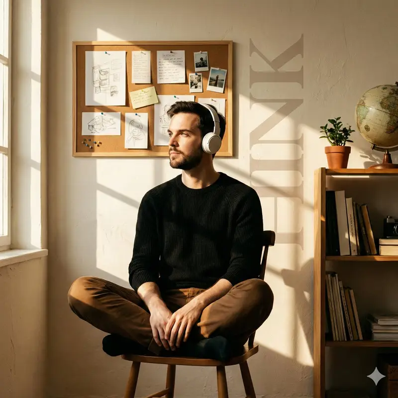 Preview of Cinematic Editorial Portrait in a Cafe with Window Shadows