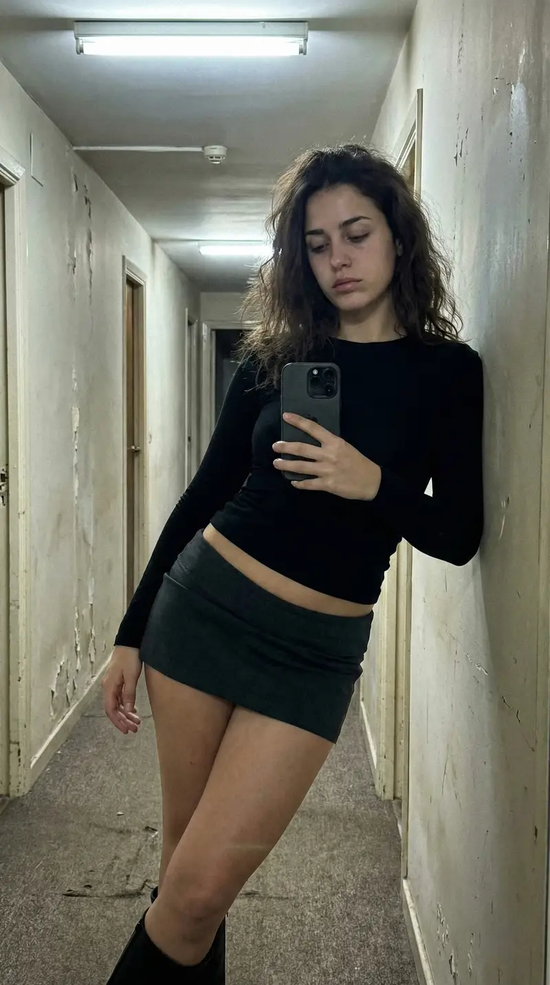 Preview of Ultra Photorealistic iPhone Selfie in an Empty Hallway