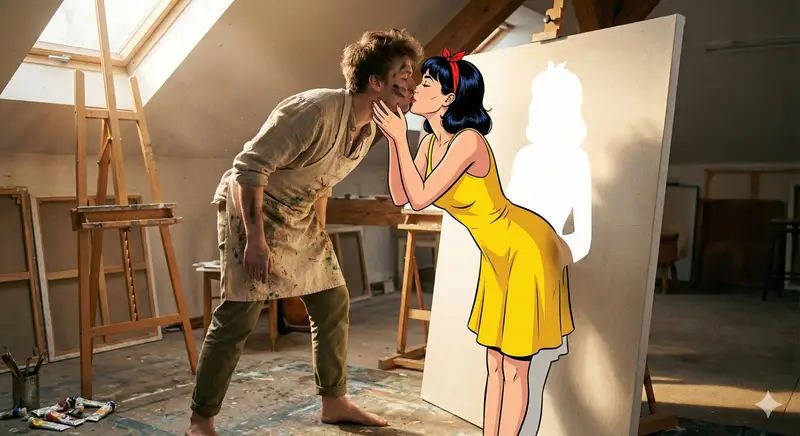 Preview of Surreal 2D to 3D Transition Kiss Prompt for Gemini 3