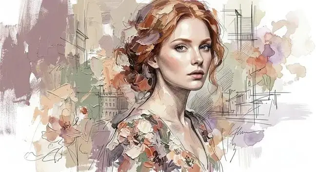 پیش‌نمایش پرترهٔ ترکیبی رنگ‌روغن ضخیم و طراحی