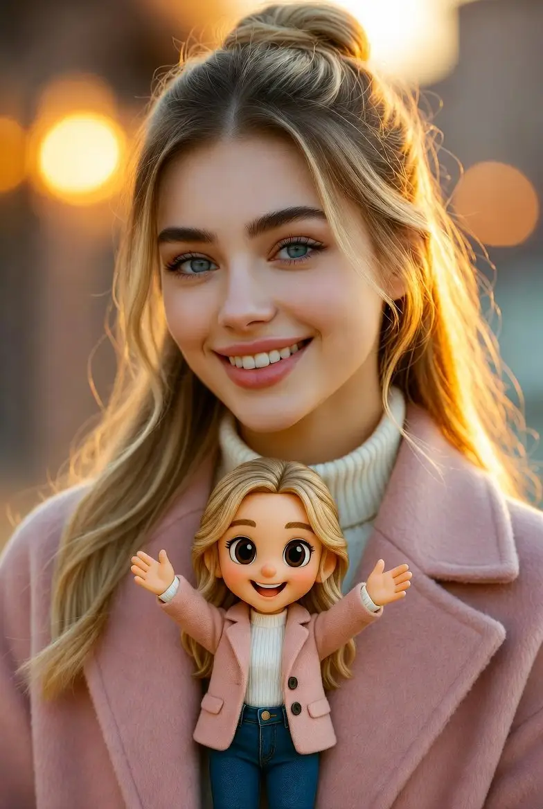 Preview of Cinematic Portrait with Miniature Chibi Figurine