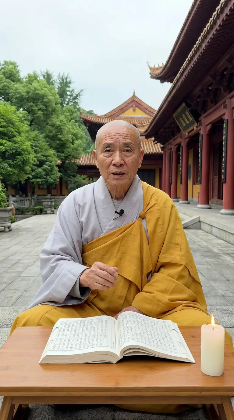 Preview of Monk Delivering Life Advice Video Still Prompt