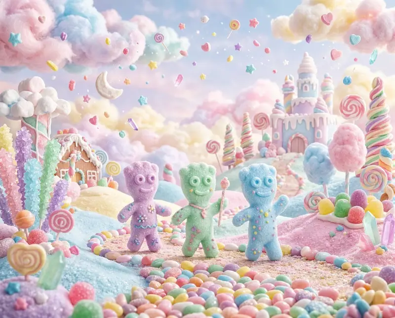 Preview of Pastel Painted Sour Patch Kids in Whimsical Candyland