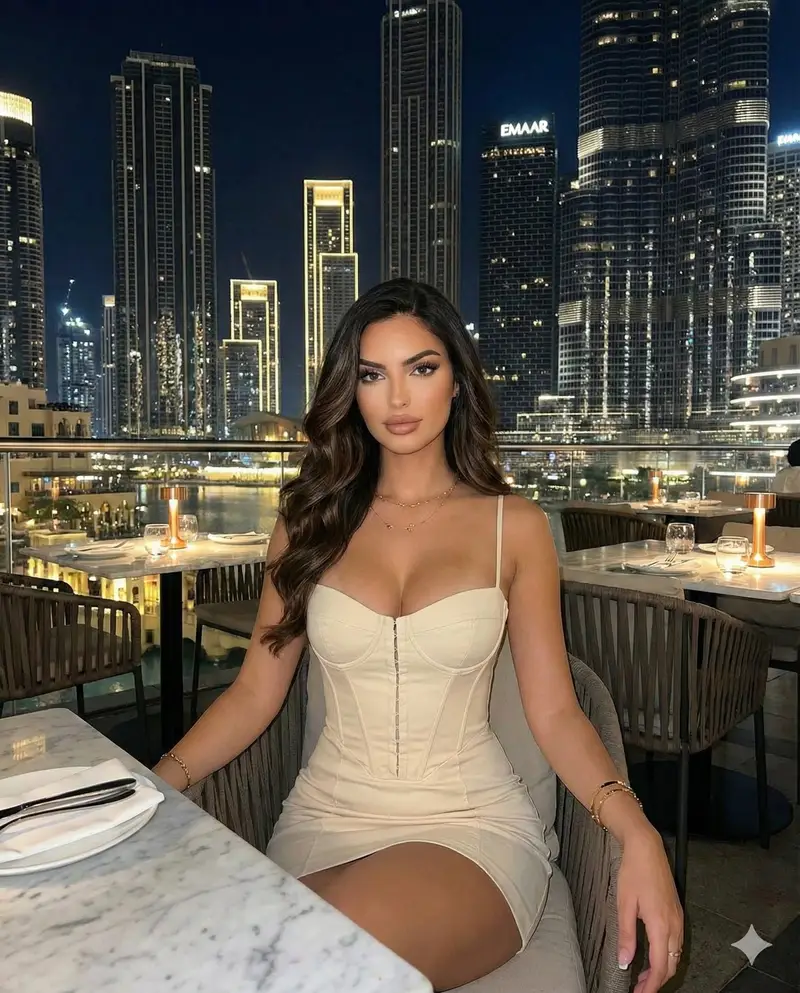 پیش‌نمایش Luxury Rooftop Restaurant Portrait at Night (Dubai Aesthetic)