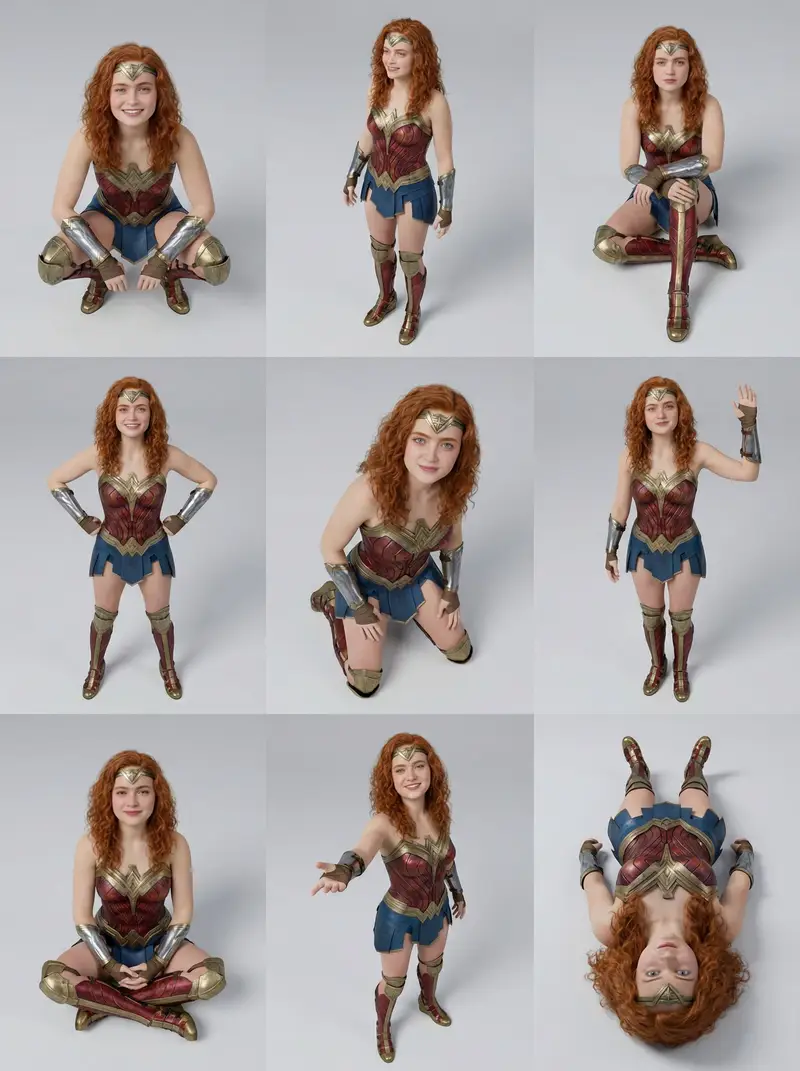 Preview of 3x3 Character Pose Study Grid (Sadie Sink)