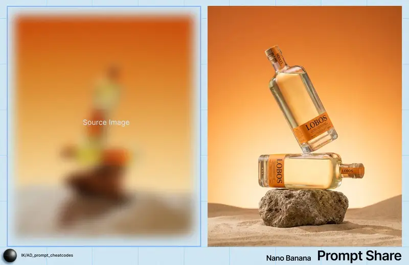 Preview of Product Photography Prompt for Lobos Tequila Bottles
