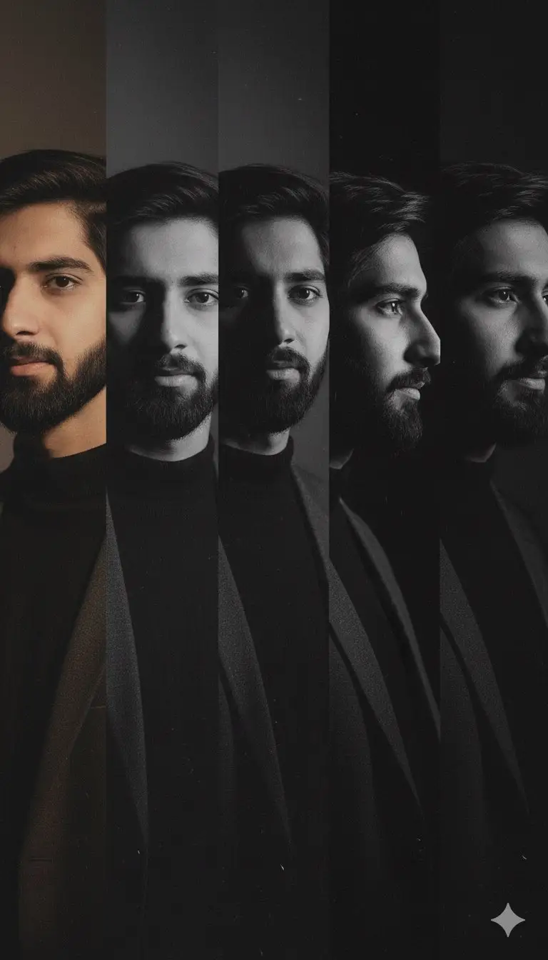 Preview of High-Contrast Noir Portrait Collage with Color Shifts