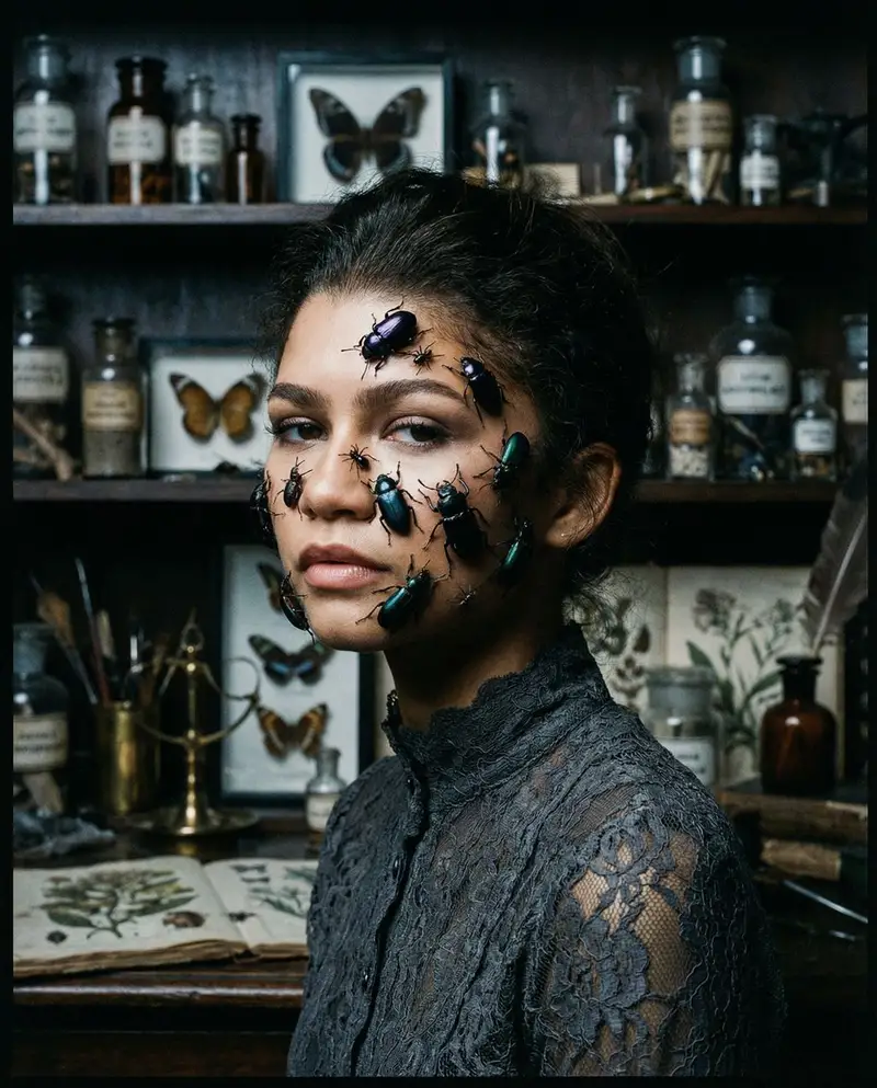 Preview of Zendaya Entomological Elegance Surreal Portrait
