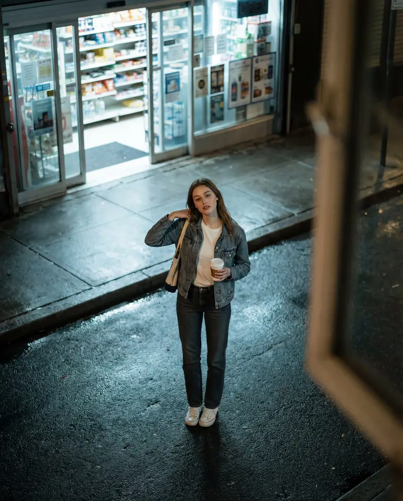 Preview of Candid Night Street Fashion Photograph
