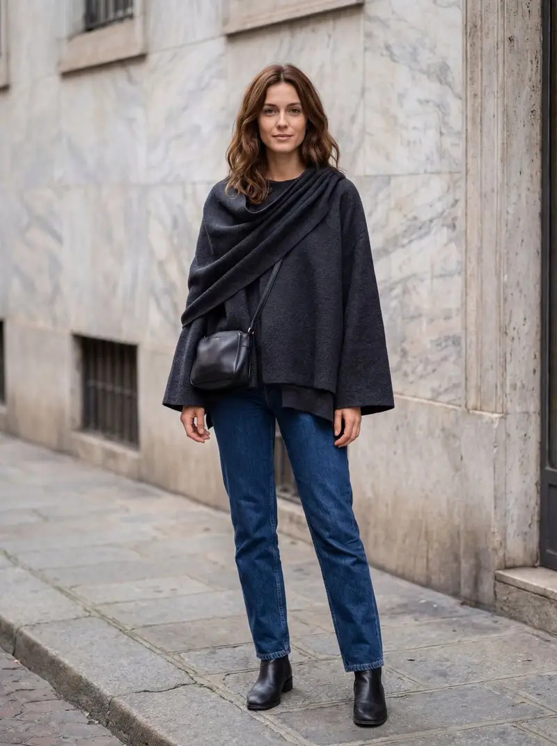 Preview of Hyper-Realistic Lifestyle Fashion Photo (Wool Poncho)