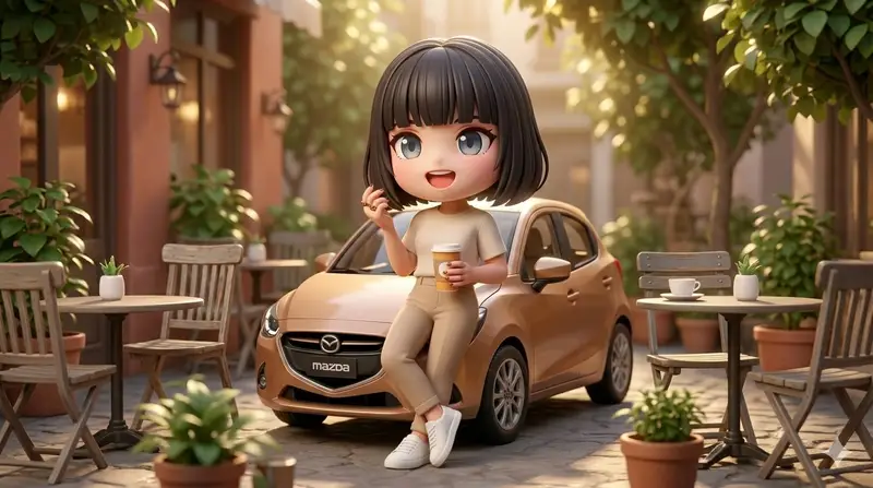 پیش‌نمایش زن سه‌بعدی استایل‌دار با مزدا هاچ‌بک