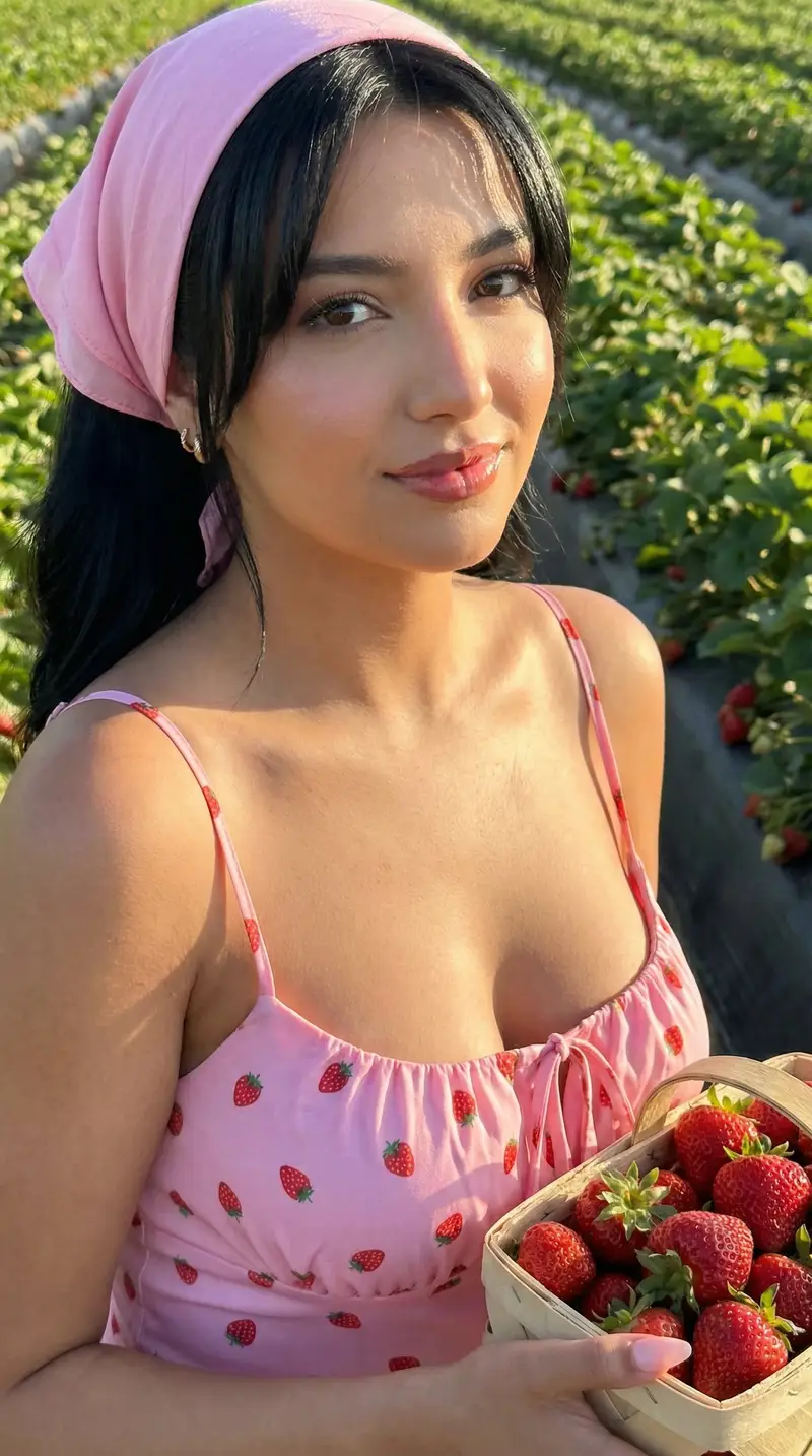 Preview of Strawberry Field High Fashion Editorial Portrait Prompt