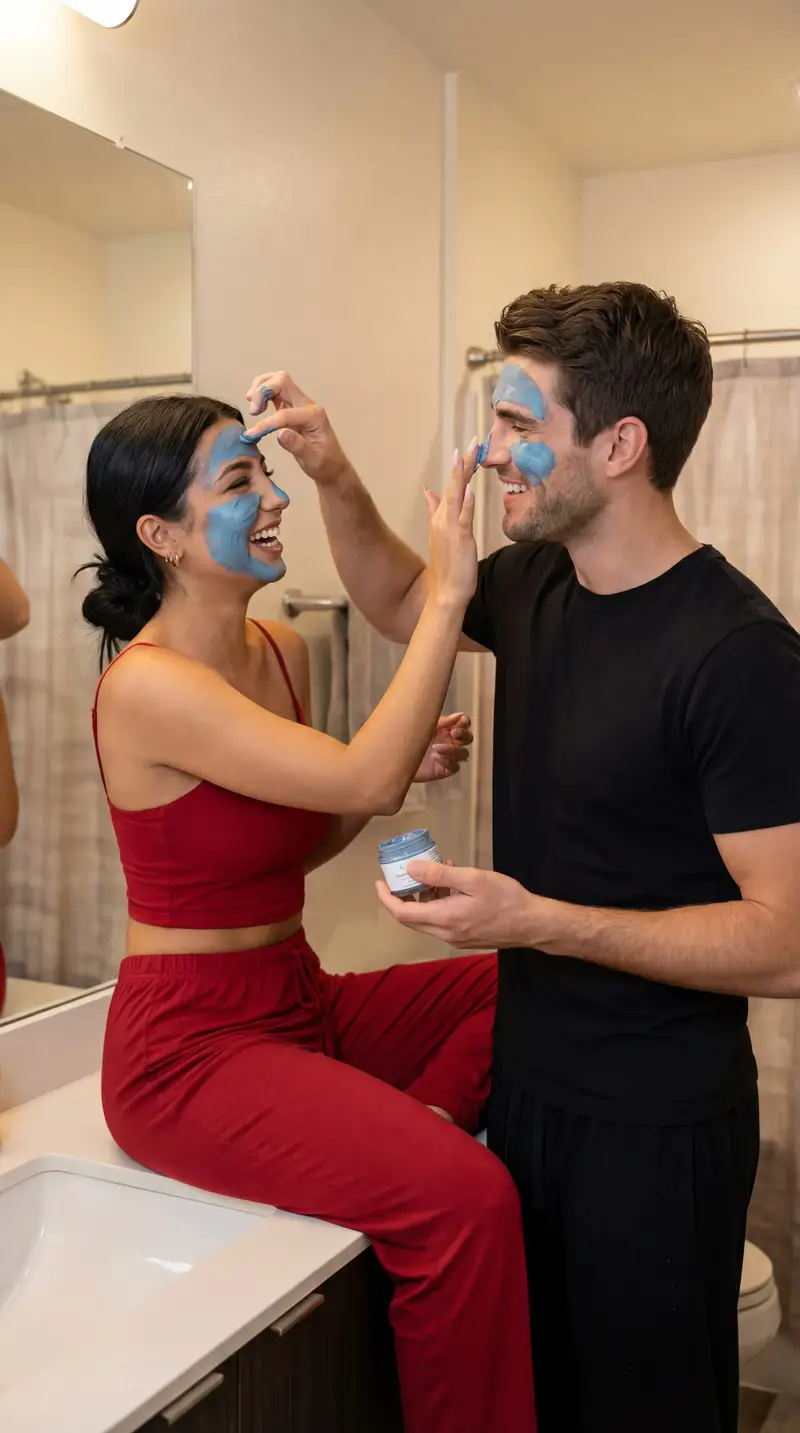 Preview of Ultra-Photoreal Candid Couple Applying Face Masks