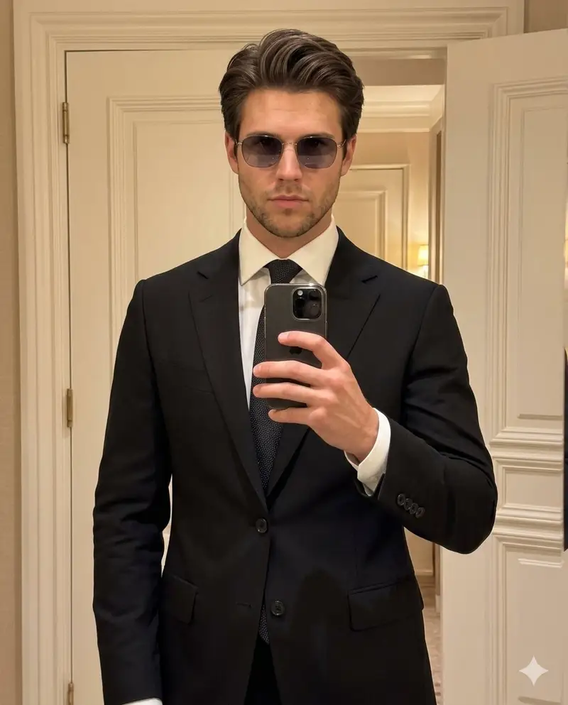 Preview of High-Fashion Mirror Selfie Identity Reference