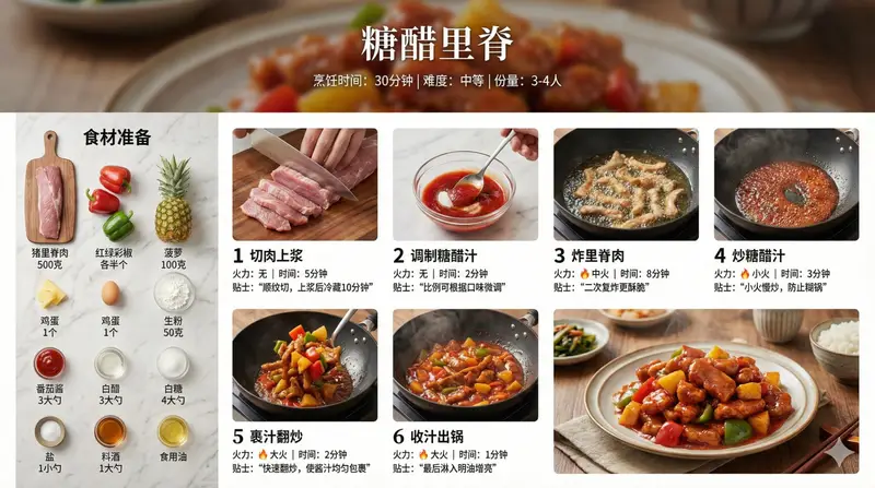 پیش‌نمایش Infographic Prompt for Sweet and Sour Pork Recipe