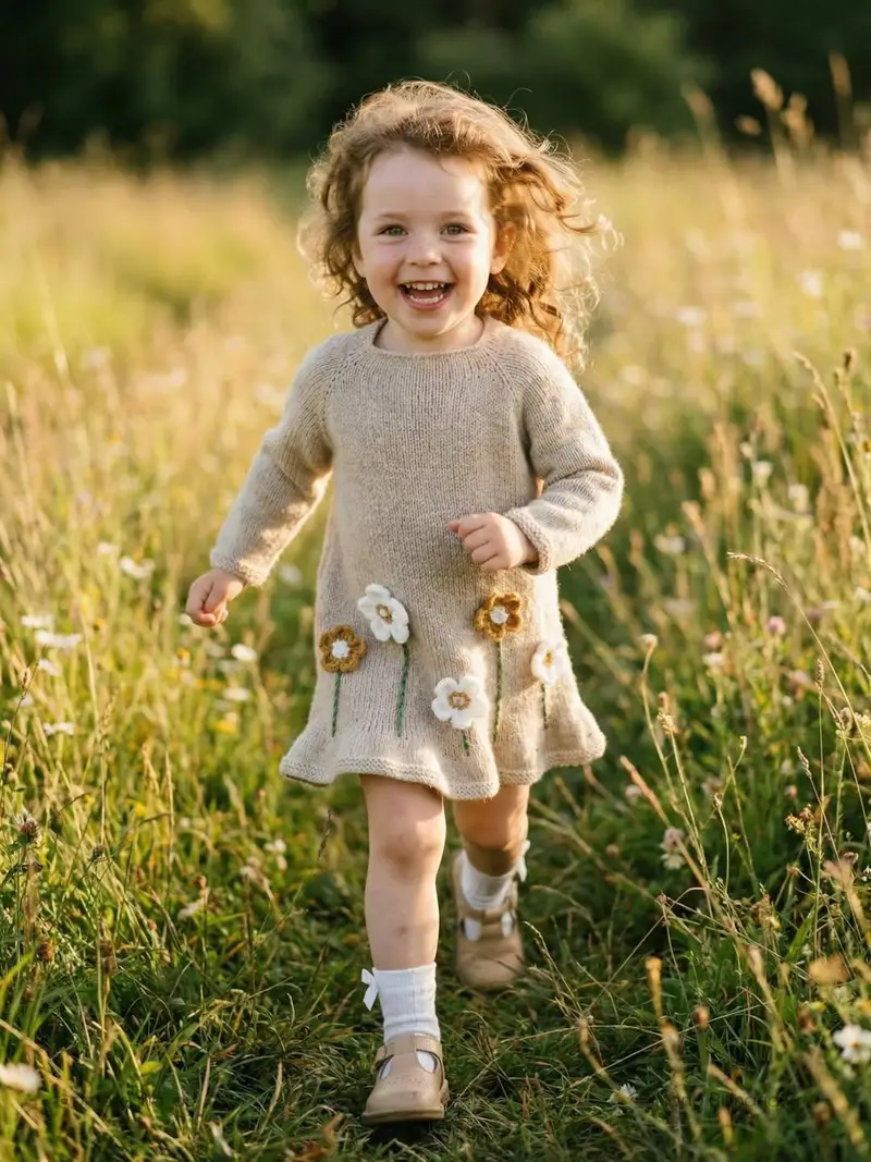 Preview of Lifestyle Photo of Toddler Running in Sunlit Meadow