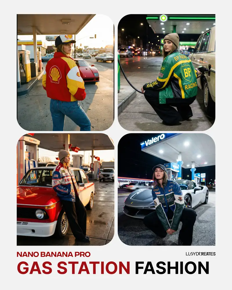 Preview of Gas Station Streetwear Fashion Photoshoot Template