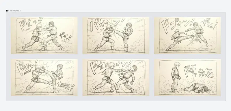پیش‌نمایش Varied Combat Scene Rough Sketch Prompt
