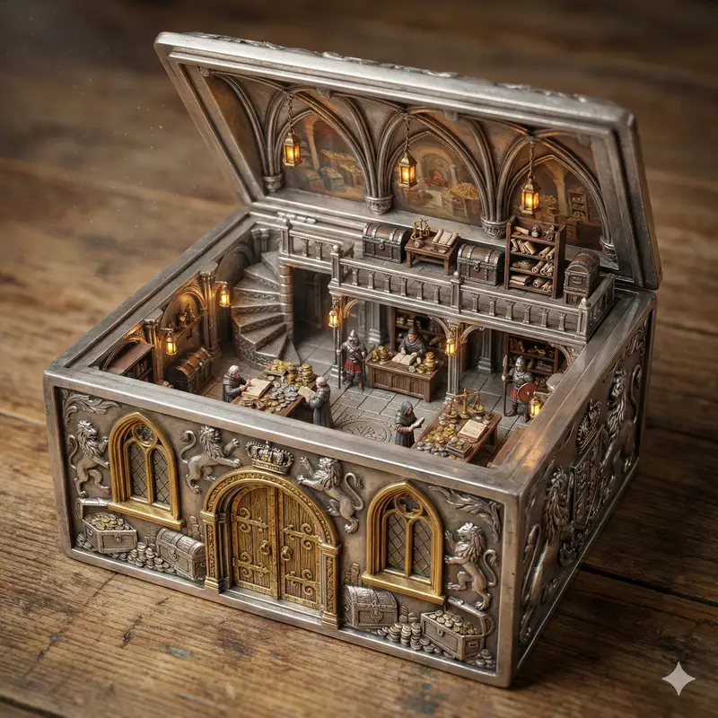 Preview of Ornate Box Diorama of a Royal Treasury Counting Room