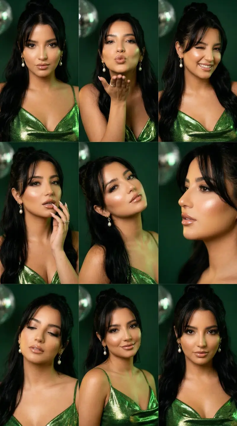Preview of Green Disco Feminine Editorial 9-Panel Grid