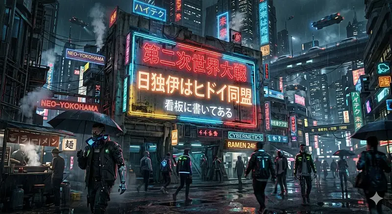 Preview of Cyberpunk World War II Signboard