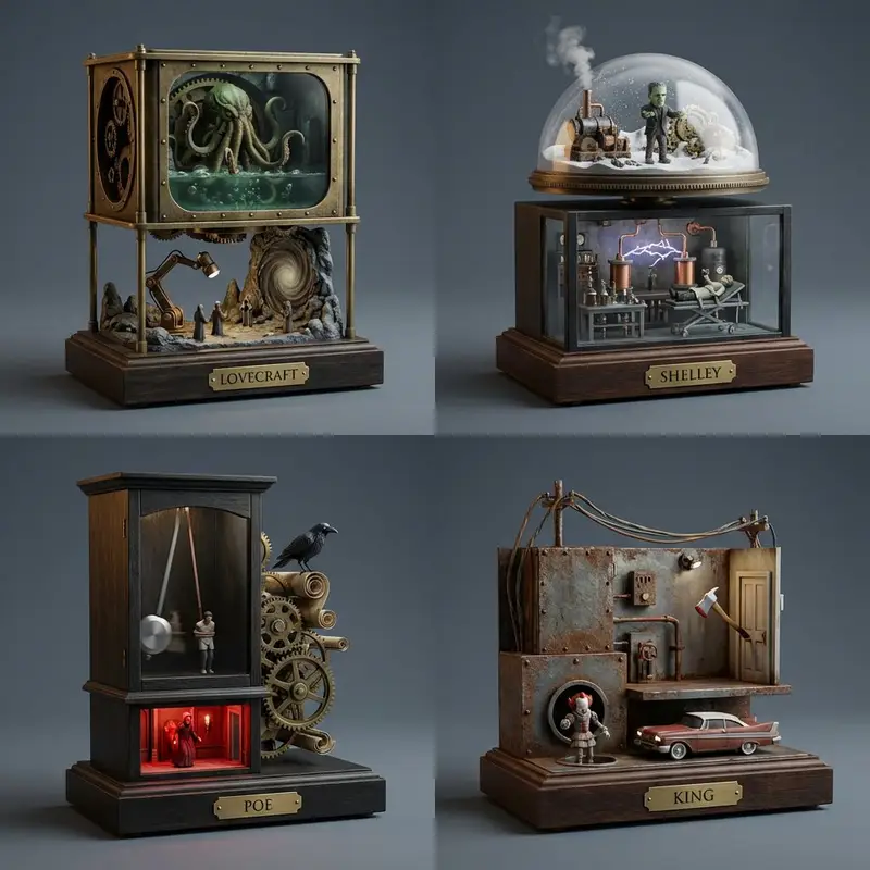 Preview of Horror Author Universe Kinetic Sculptures Grid