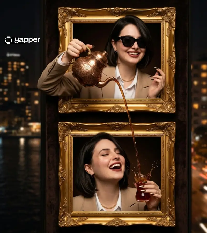 پیش‌نمایش Surreal Two-Frame Tea Pouring Illusion