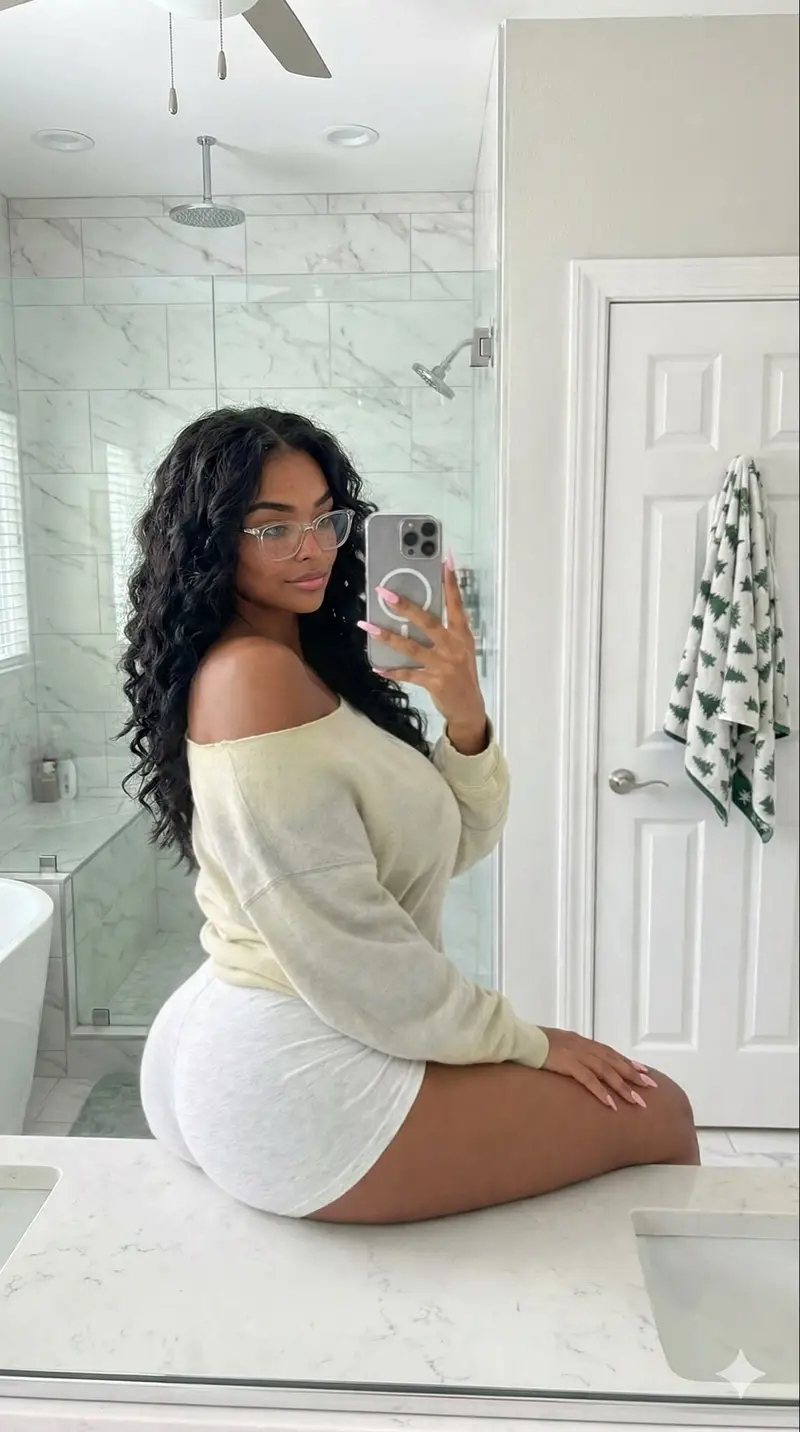 پیش‌نمایش Candid Modern Bathroom Mirror Selfie Prompt