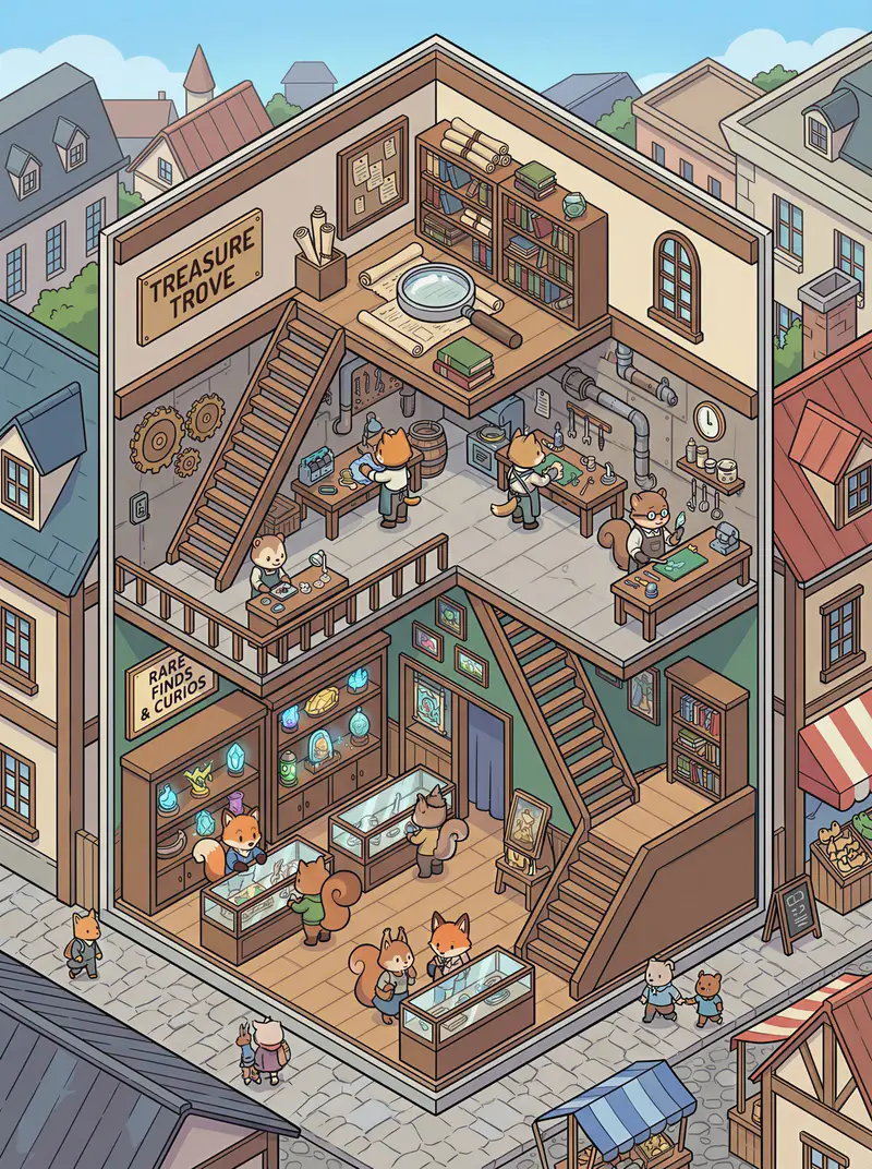 Preview of Isometric 2.5D Architectural Slice Illustration of an Animal Community