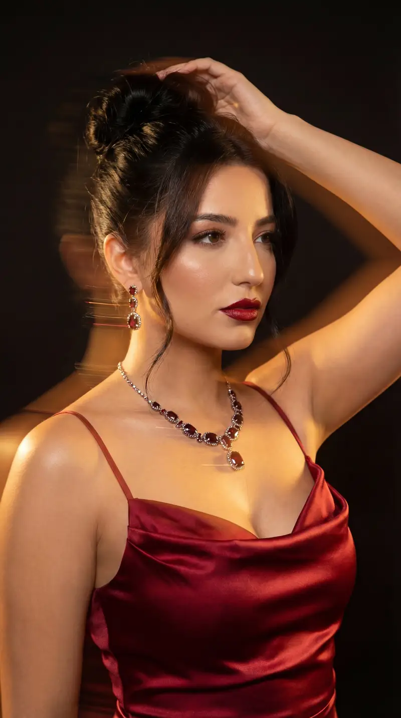 Preview of Vogue-Style Cinematic Portrait in Red Satin (Duplicate)