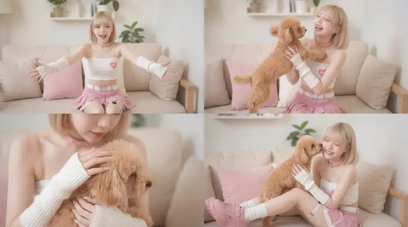 Preview of Cinematic Scene of Person Hugging a Toy Poodle