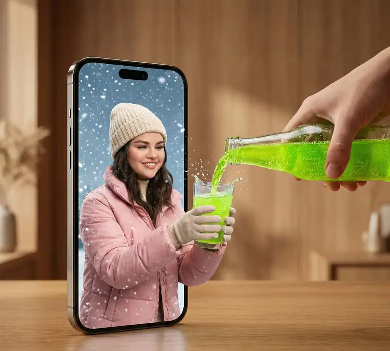 پیش‌نمایش Surreal Smartphone Portal with Frozen Liquid Splash
