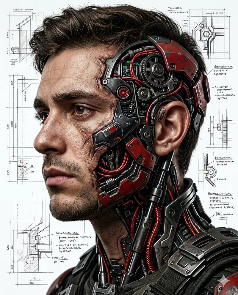 Preview of Hyper-realistic Cyborg Side Profile