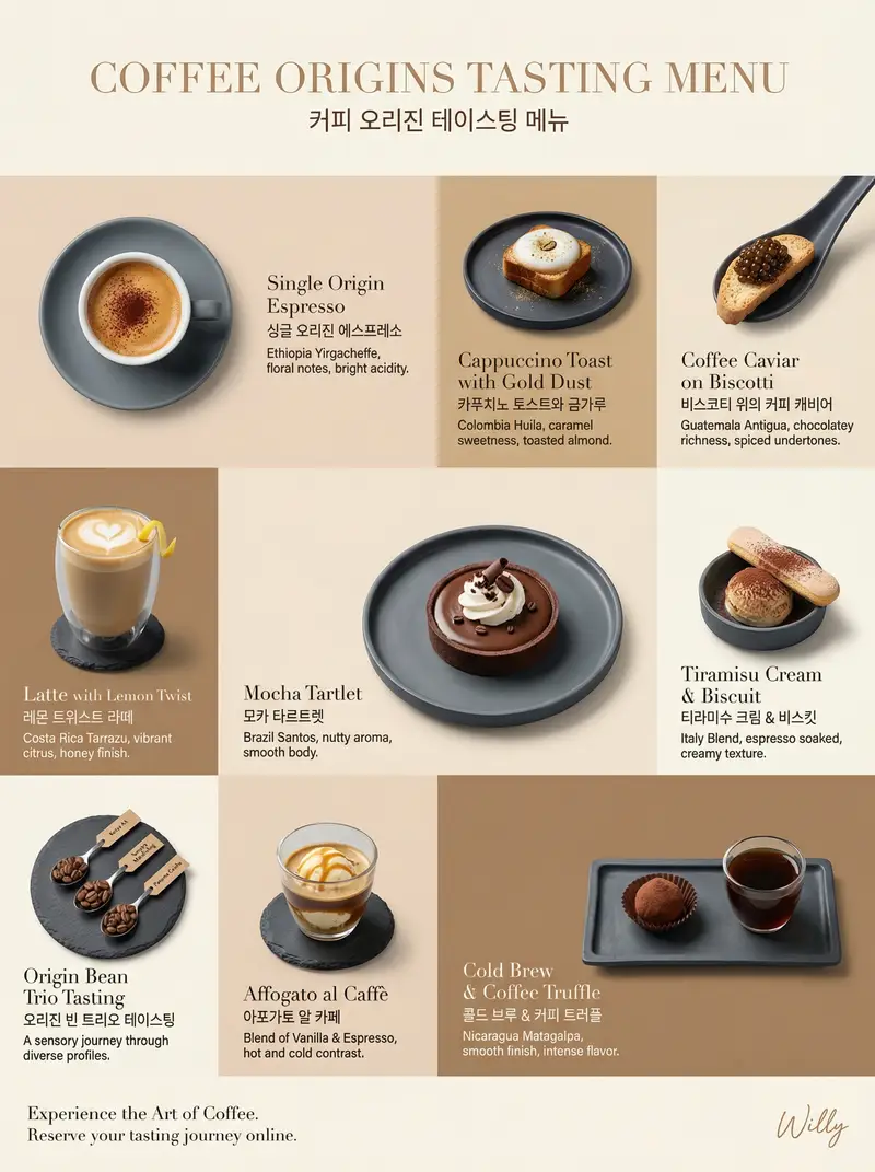 Preview of Luxury Coffee Tasting Menu Layout Prompt