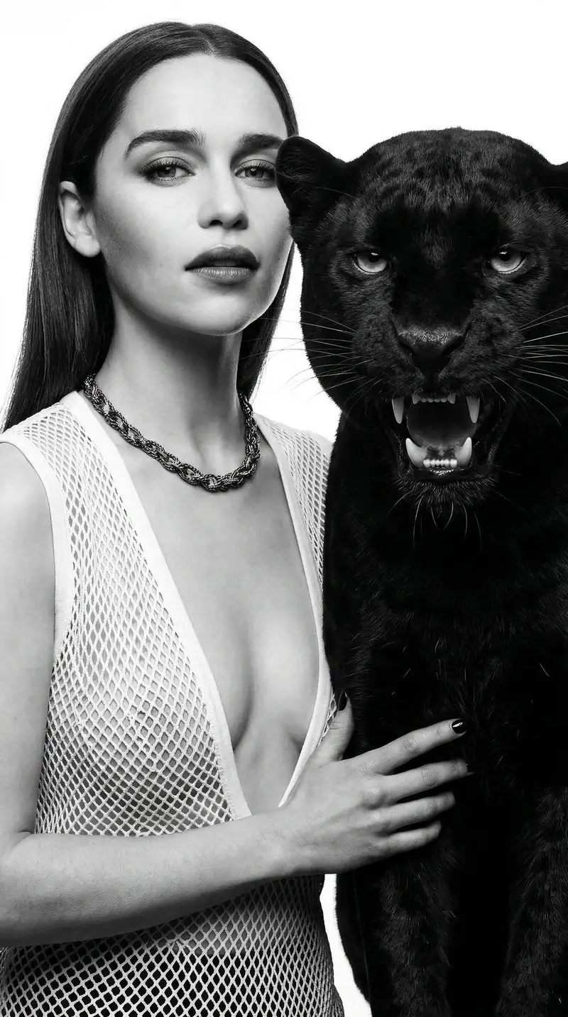 Preview of Black and White Panther and Woman Editorial Portrait