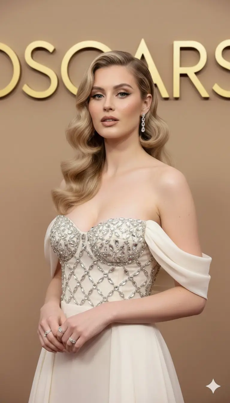 Preview of Sydney Sweeney Back View in Embellished Gown