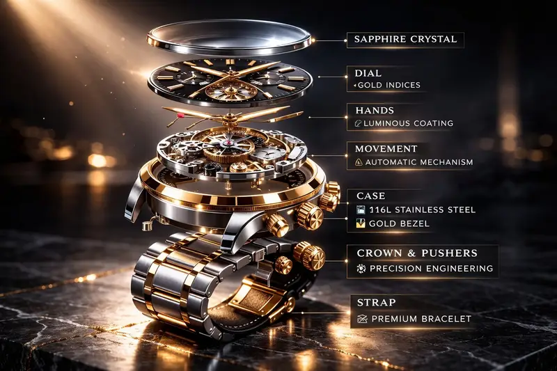 Preview of Luxury Mechanical Watch Commercial Photography Prompt