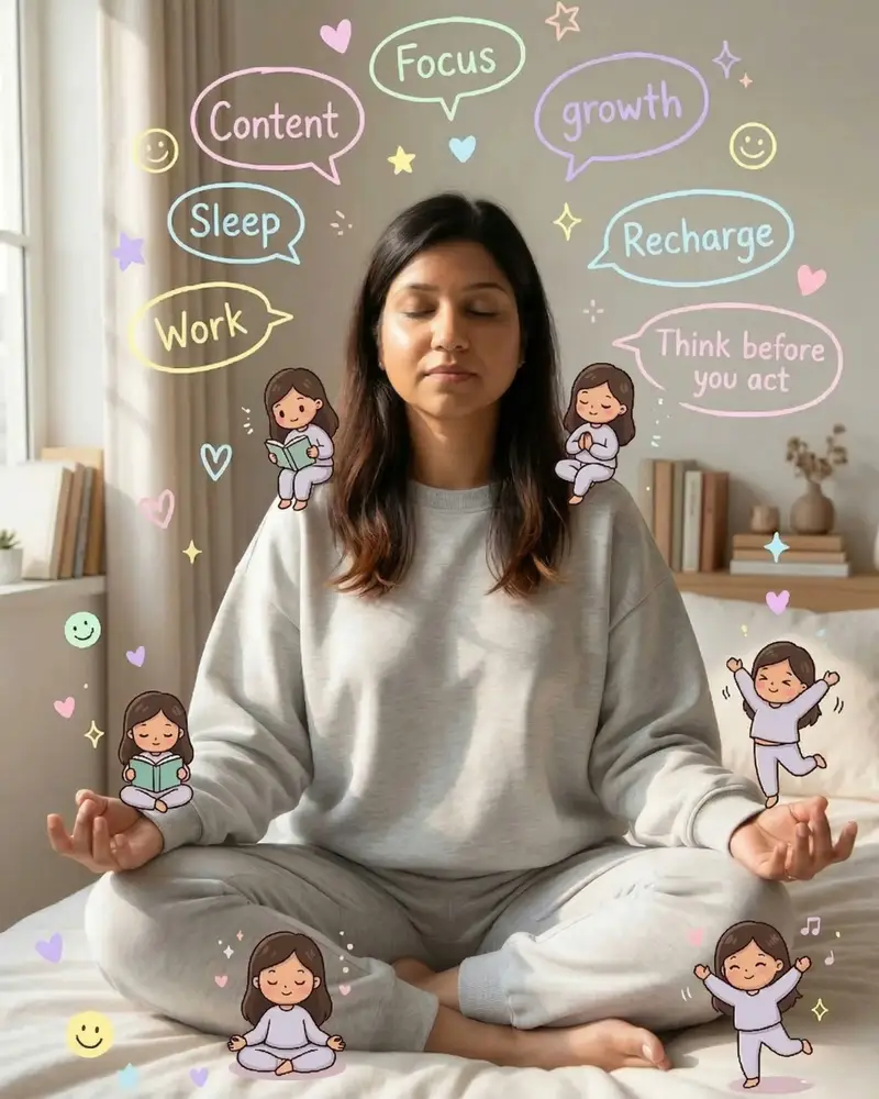 Preview of Cozy Meditation Scene with Chibi Doodles