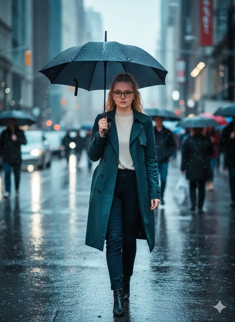 پیش‌نمایش Cinematic Rainy Street Photo Prompt
