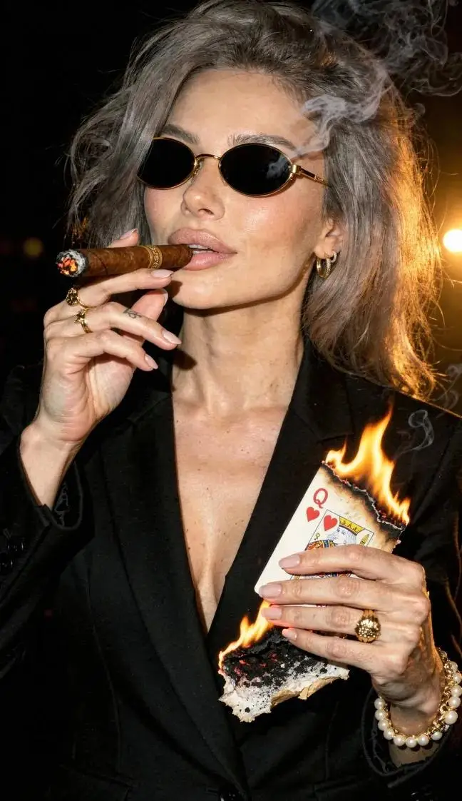 Preview of Film Noir Portrait with Cigar and Burning Card