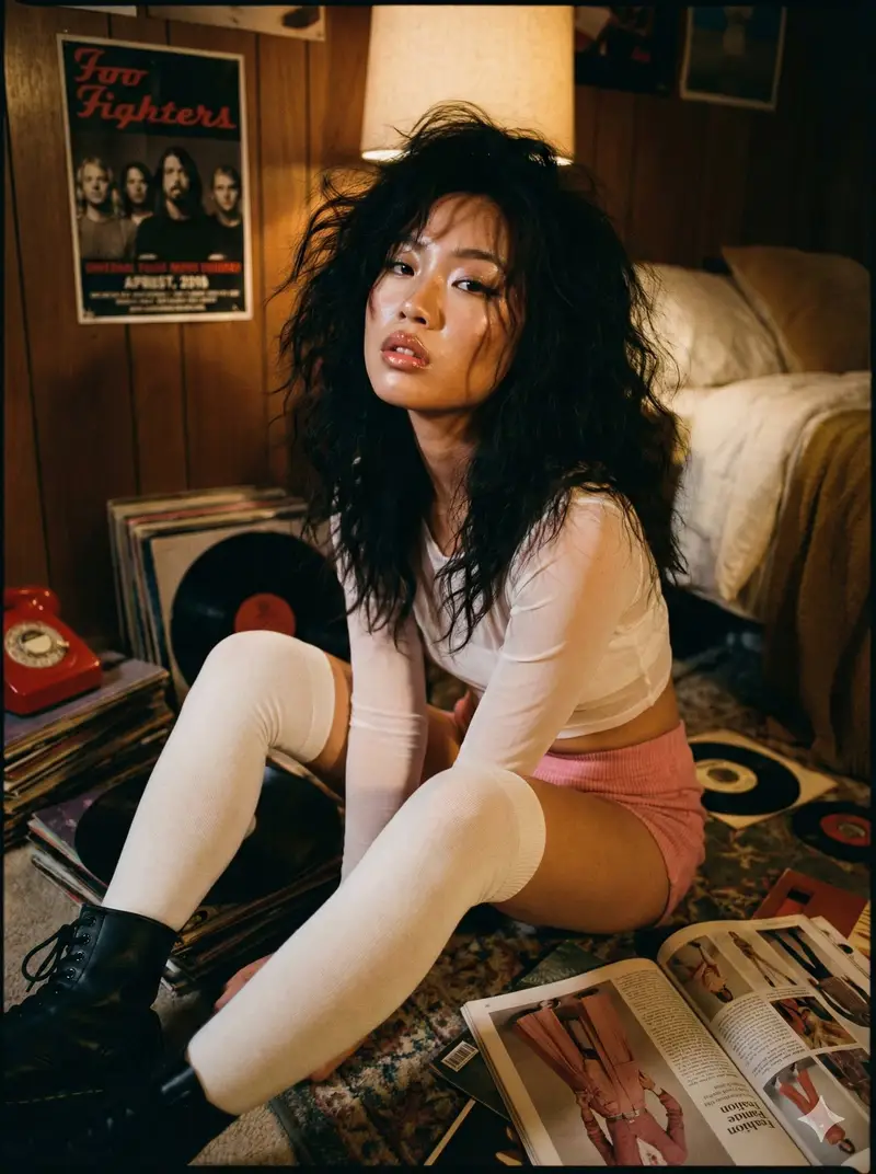 Preview of Nostalgic 90s-2000s Indie Aesthetic Portrait in a Retro Bedroom