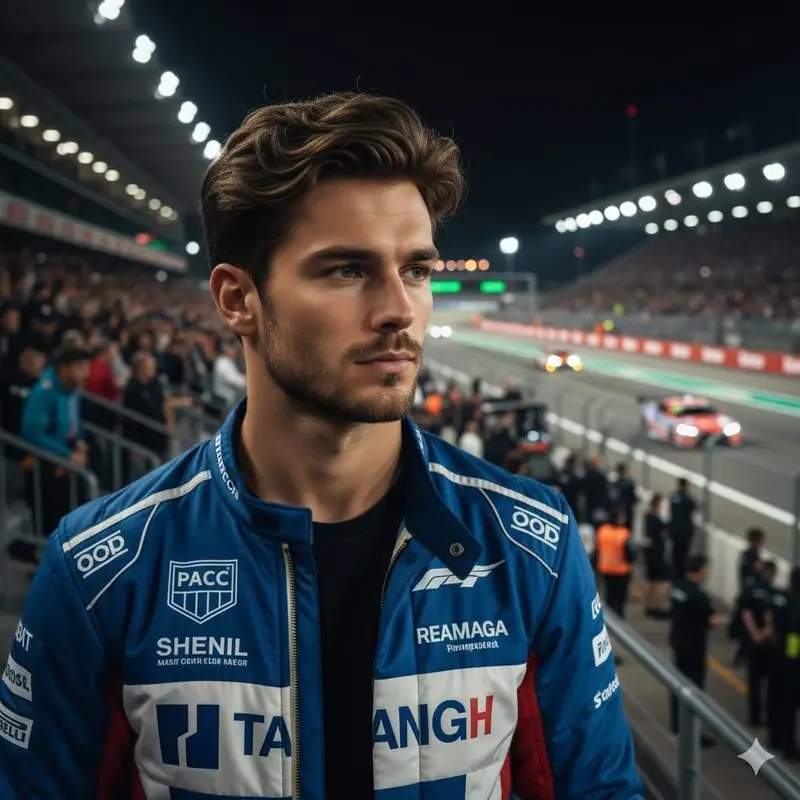 Preview of Cinematic Portrait of a Racing Driver at Night