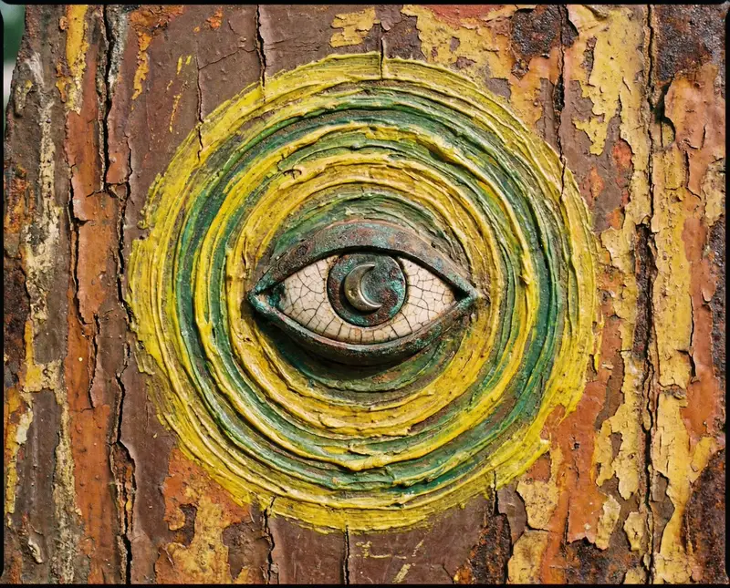 Preview of Abstract Eye with Crescent Moon and Distressed Texture