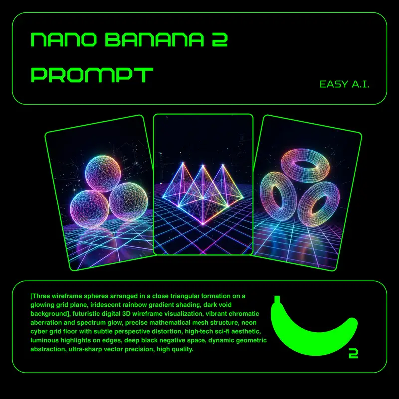 Preview of Neon Wireframe 3D Prompt Template