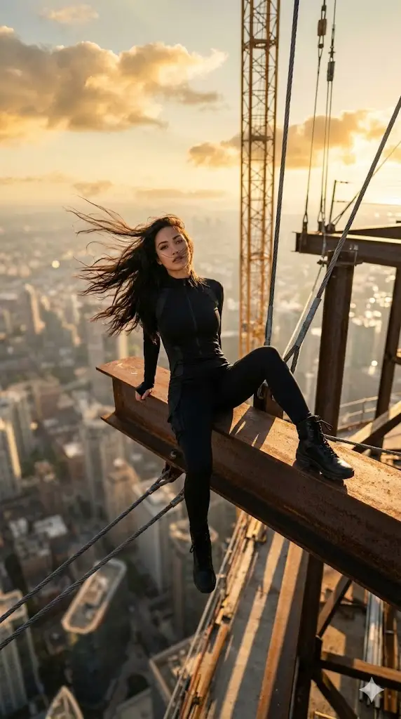 Preview of Extreme Height Urban Exploration Portrait at Sunset